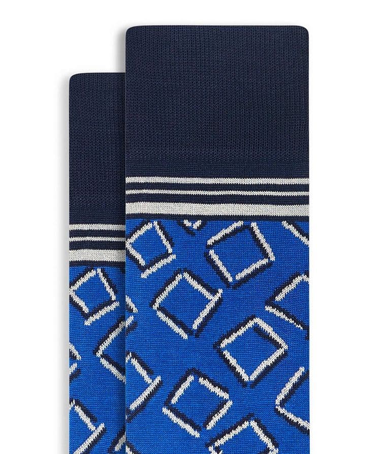 Geometric Square Printed Cotton Blend Socks image 1