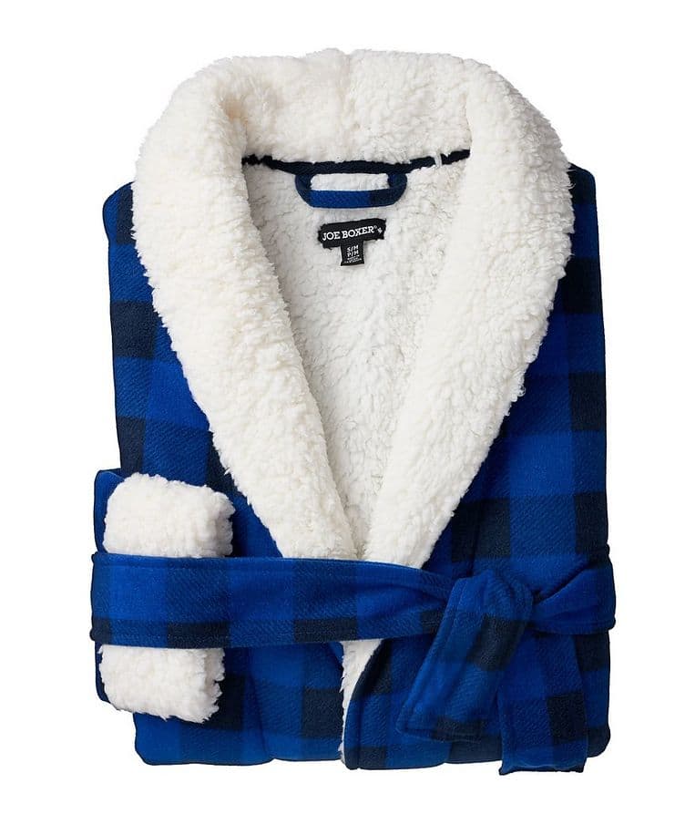 Plaid Sherpa Fleece Robe image 0