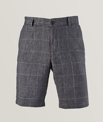 Ballin Windowpane Patterned Chambray Linen Shorts
