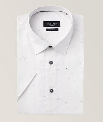 Bugatchi Flecked Line Comfort Stretch-Cotton Sport Shirt