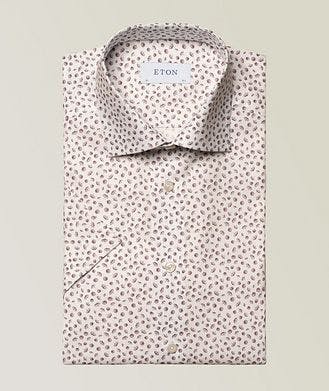 Eton Slim-Fit Umbrella Print Short-Sleeve Shirt