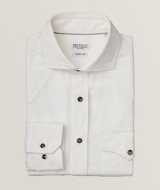 Brunello Cucinelli Easy Fit Cotton Corduroy Western Shirt 