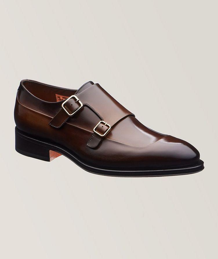 Burnished Leather Double Monk Strap Dress Shoes image 0