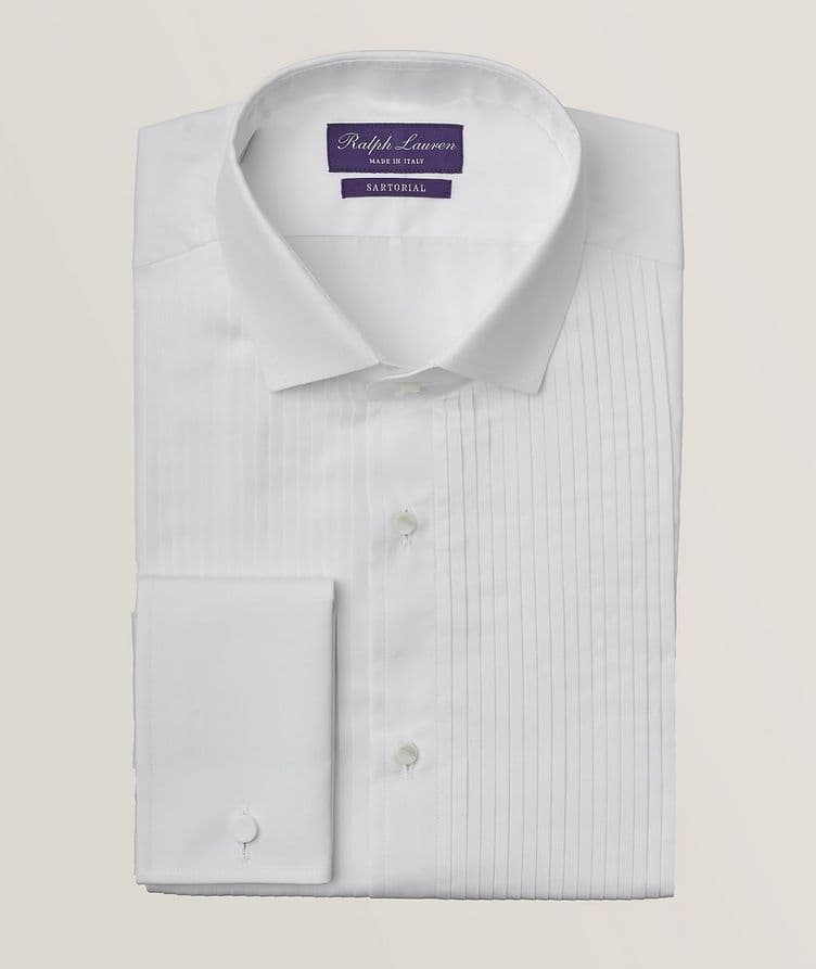 Pleated Cotton Poplin Tuxedo Shirt image 0