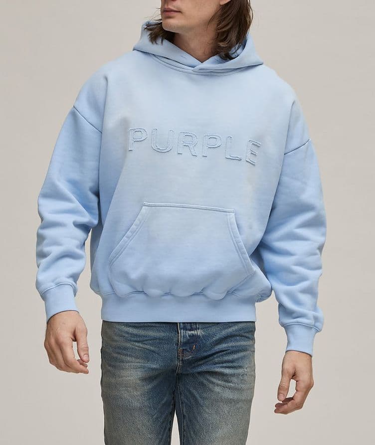 Distressed Logo Cotton Hooded Sweater image 1