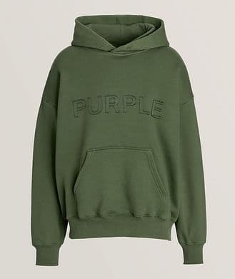 Purple Brand Cutout Wordmark Cotton Hooded Sweater