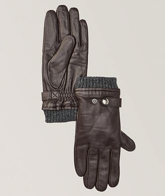 Harry Rosen Leather Ribbed Cuff Gloves