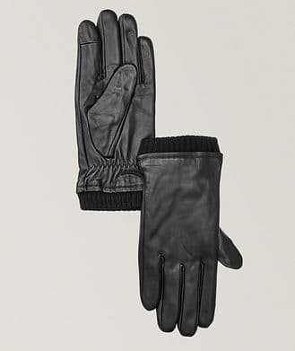 Harry Rosen Leather Ribbed Cuff Gloves